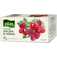 Чай "Vitax", 20 пакетиков x2 г, фруктовый, со вкусом малины и вишни
