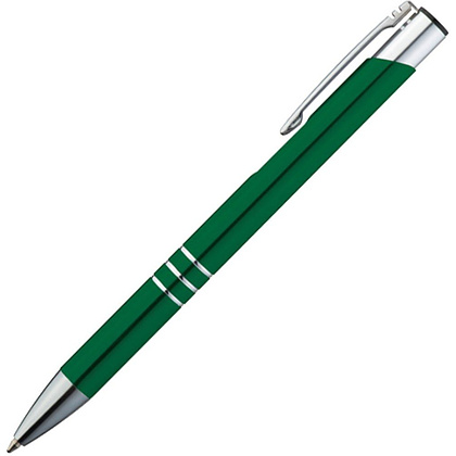 Ручка шариковая автоматическая "Ascot", 0.7 мм, зеленый, серебристый, стерж. синий