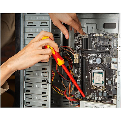 Отвертка диэлектрическая Deli YS EDL5161501, SL6,5х150 мм, желтый, красный - 2