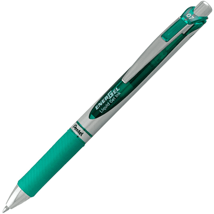 Ручка-роллер "Energel BL77", 0.7 мм, серебристый, зеленый, стерж. зеленый