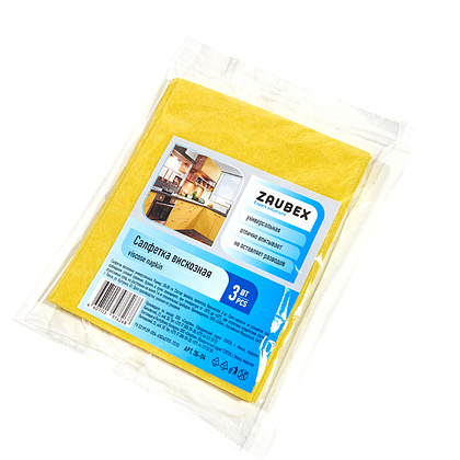 Салфетка из вискозы Zaubex, 30x38 см, вискоза, 3 шт, желтый - 2