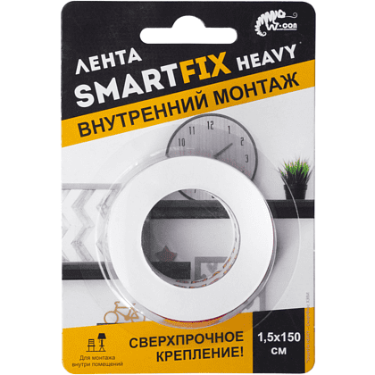 Лента клейкая двусторонняя 15 мм x 1,5 м SmartFix Heavy SFV1515T монтажная, сверхсильная, прозрачная