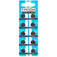 Батарейки алкалиновые дисковые Трофи "LR44/LR1154/357"