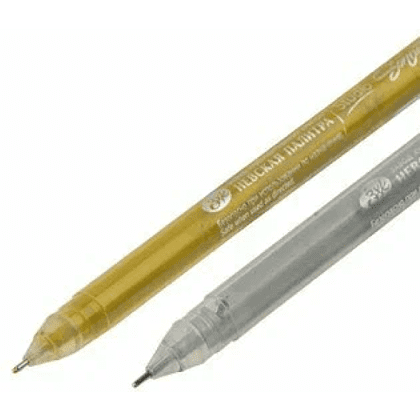 Ручка гелевая "Сонет", 0.5 мм, 2 шт., серебро, золото - 4