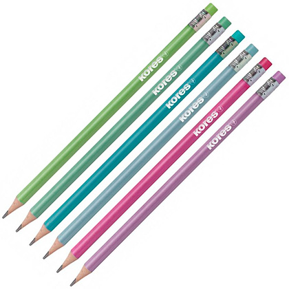 Карандаш простой "Grafitos Style", НВ, с ластиком, ассорти