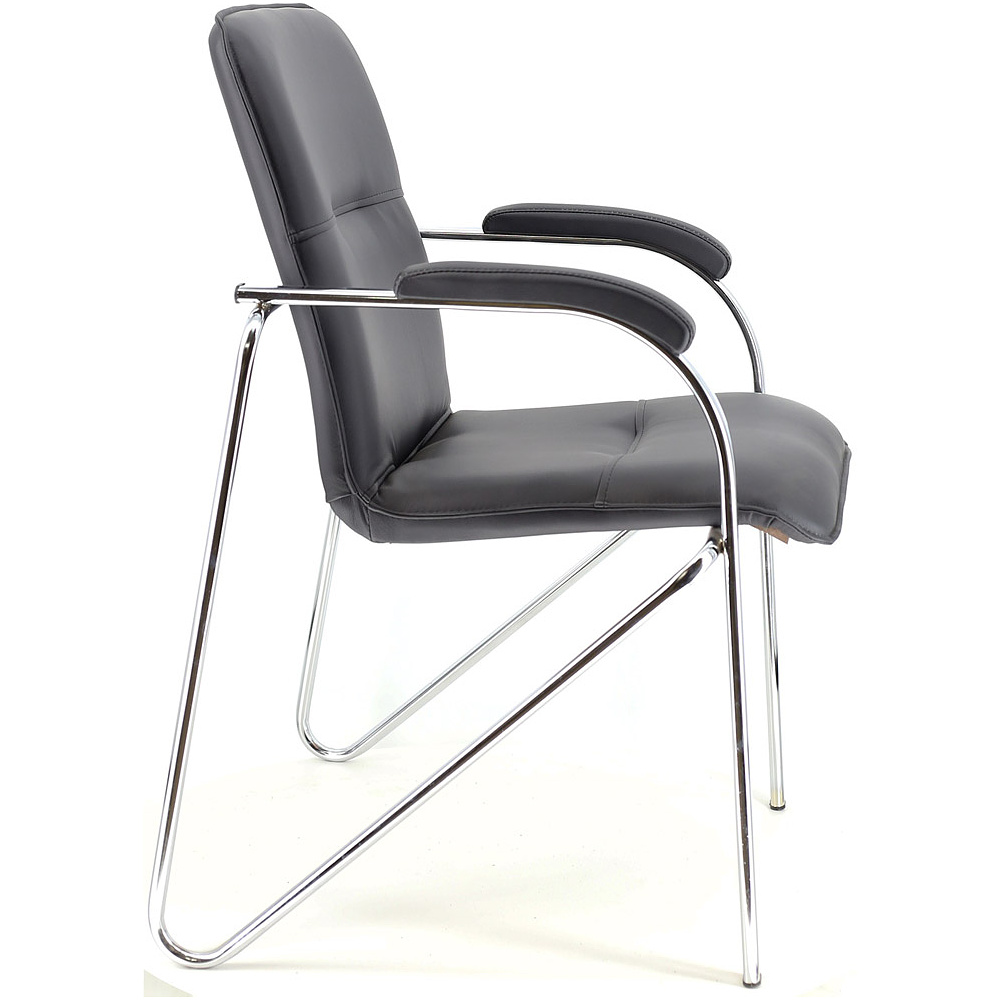 Стул для посетителей EVERPROF "Samba Chrome", хром, кожзам, черный  - 3