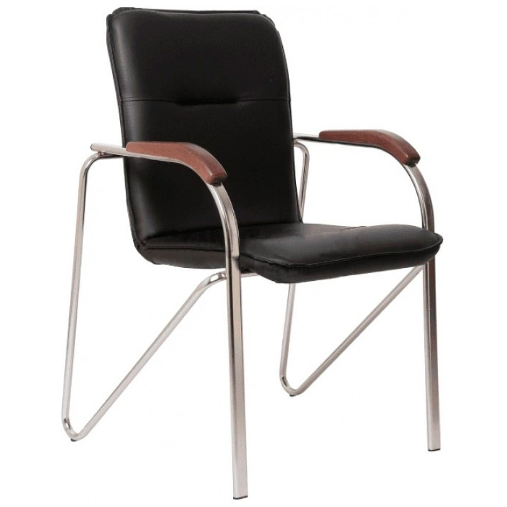 Стул для посетителей SitUp "Samba Chrome", хром, кожзам, черный 