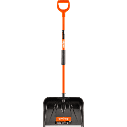 Лопата снеговая Amigo, 450x330, морозостойкий полипропилен, ребра жесткости, стальной черенок, D-образная рукоятка, черная - 2