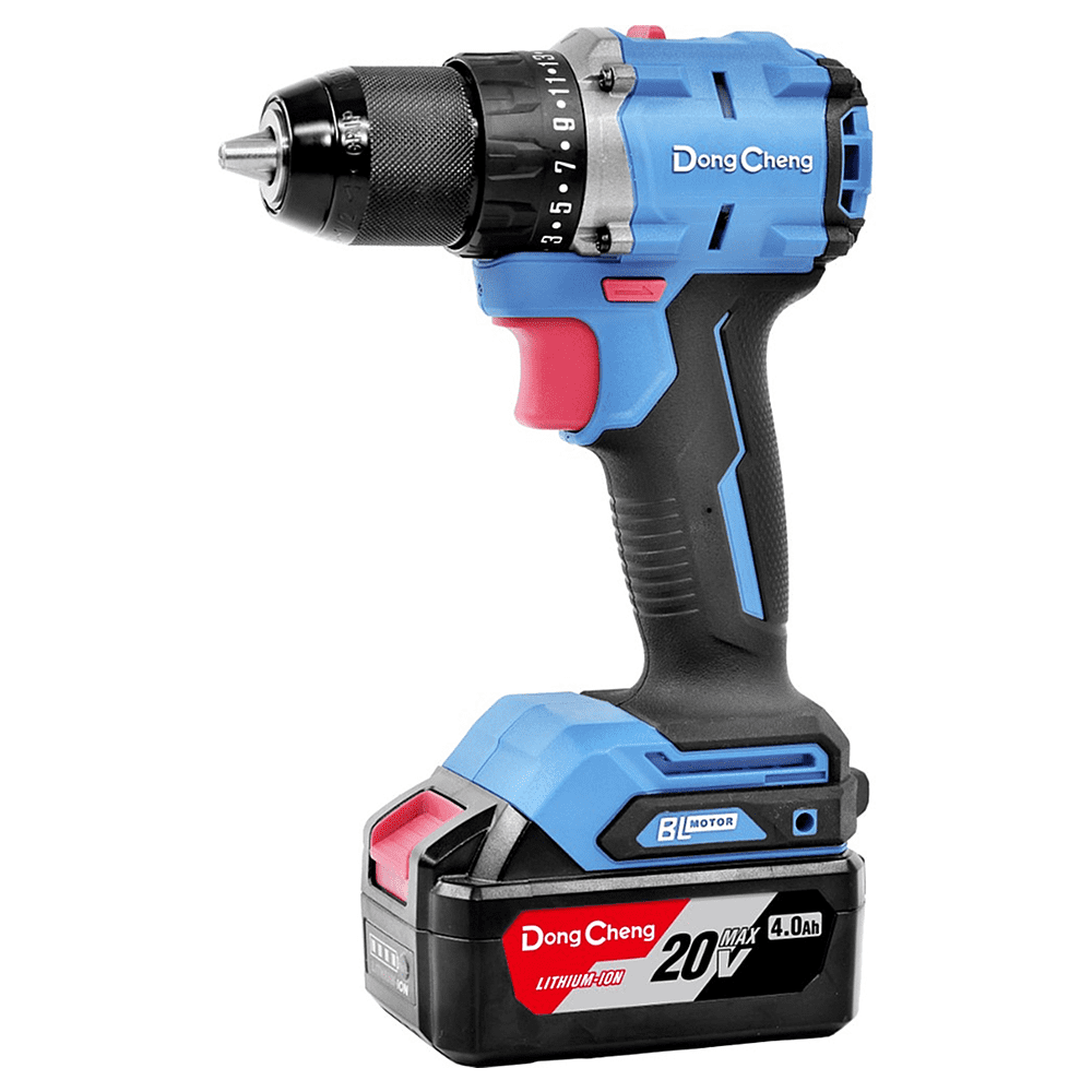 Дрель-шуруповерт "DongCheng" аккумулятор, бесщеточная 20В, 500Вт, 60Нм, аккум. 2.0Ачх2, з/у 2А, тип AM - 3