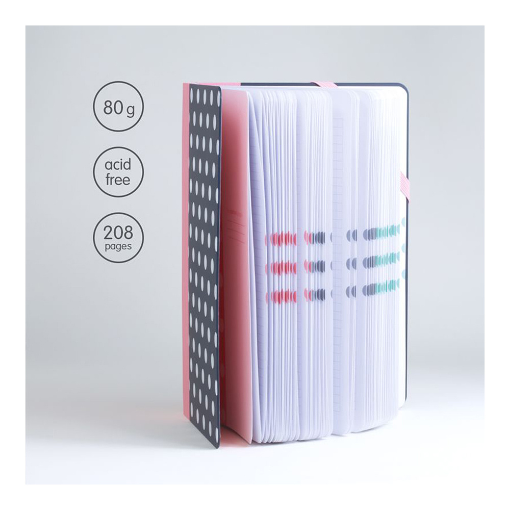Блокнот "Medium Dots", А5, 208 листов, клетка, розовый, черный - 3