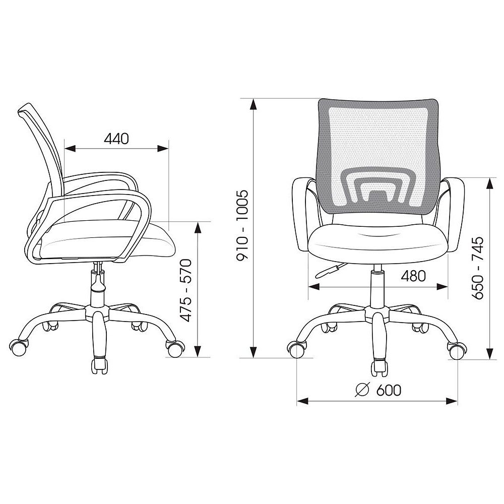 Кресло для персонала Бюрократ "CH-695NLTSL", сетка, ткань, металл, черный - 5