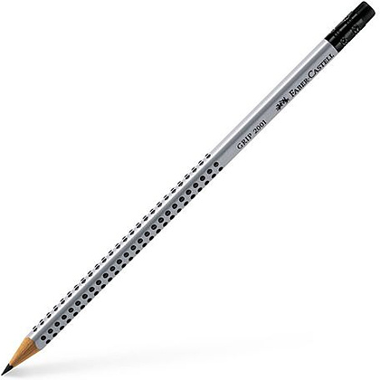 Карандаш простой "Grip 2001", HB, с ластиком, серебристый