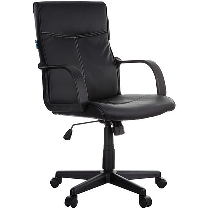 Кресло для персонала Helmi HL-M03 "Referent", экокожа, пластик, черный