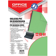 Обложка для переплета "Office Products", A4, пластик, 200 мкм, 100 шт., прозрачный, зеленый