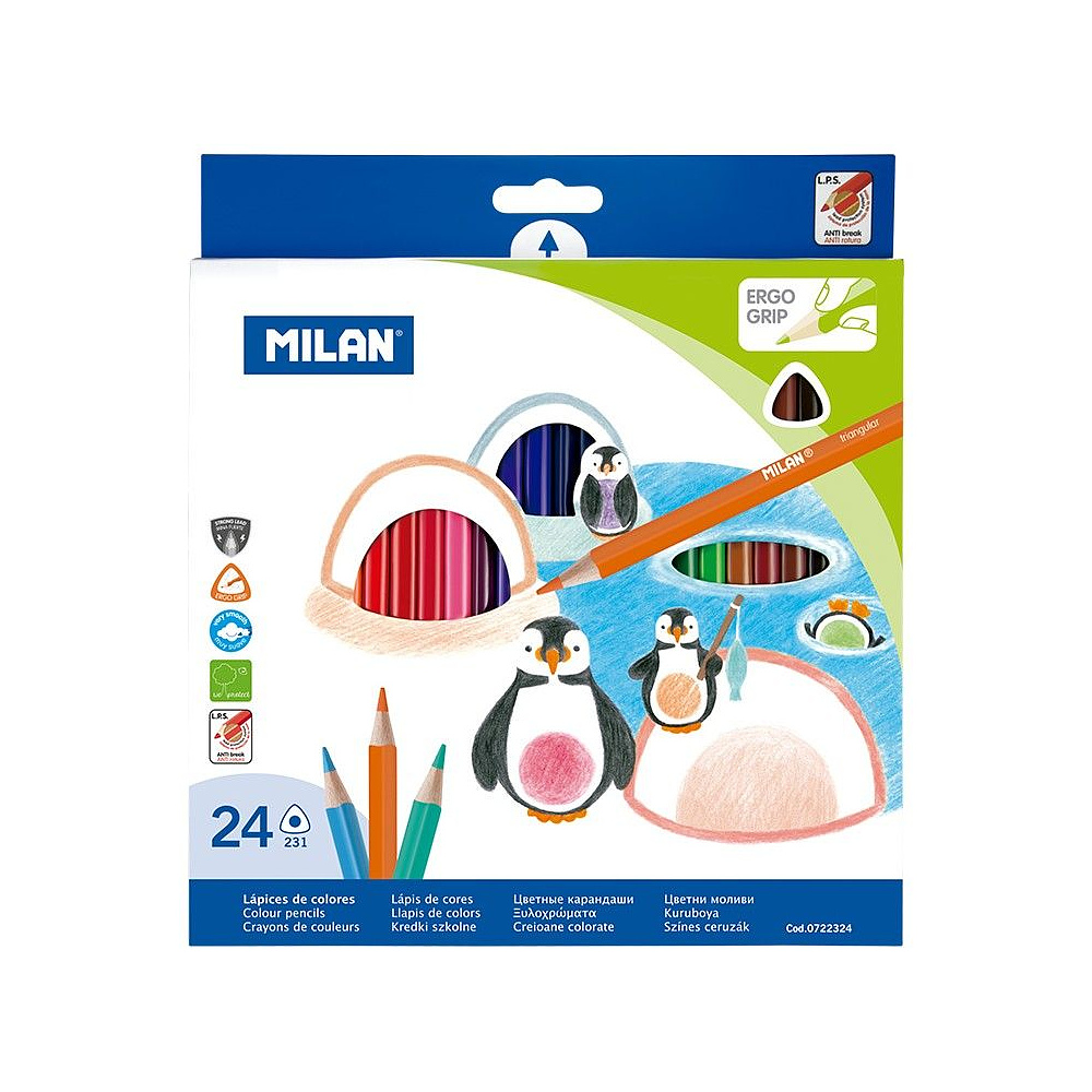 Цветные карандаши "Milan" трехгранные, 24 цвета