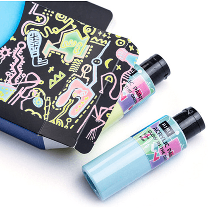 Краски акриловые "Himi", 6 цветов, светящиеся в темноте, флаконы - 10