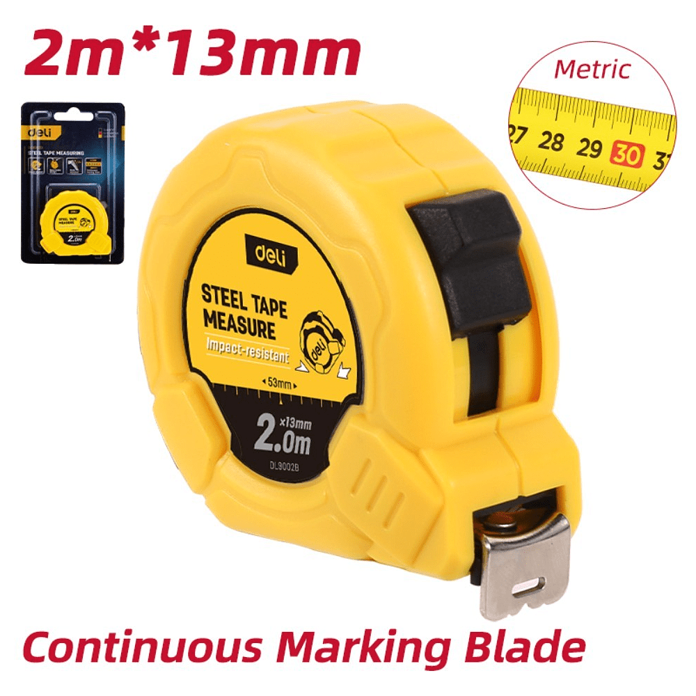 Рулетка Deli YS EDL9002B, 2 м х 13 мм, желтый, черный - 2