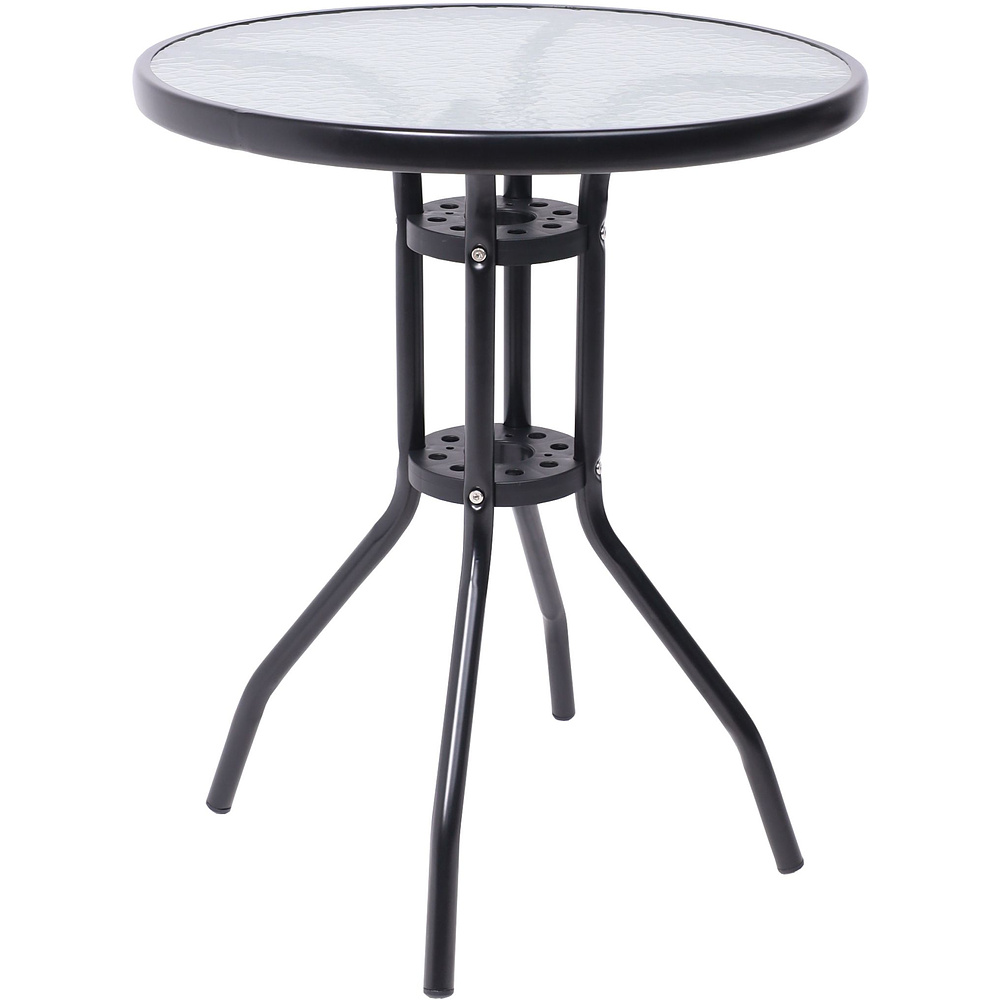 Стол садовый VERONA, 600х600х730 мм, сталь, черная, закаленное стекло 5мм