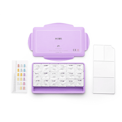 Краски гуашевые "Himi Jelly Cup. Pastel colors", 18 цветов, кювета, фиолетовый футляр - 7