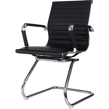 Кресло на полозьях "Бюрократ CH-883-LOW-V", экокожа, черный, металл хром - 3