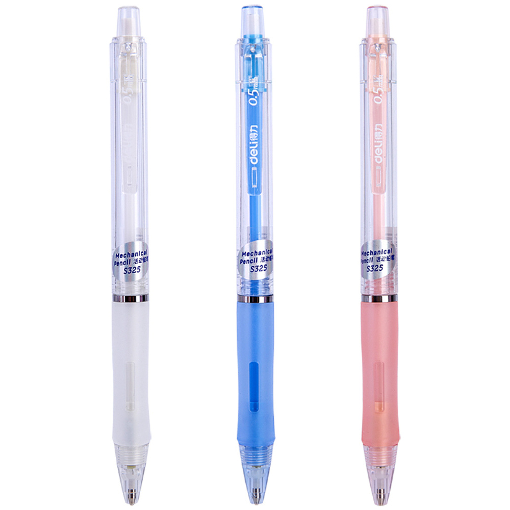 Карандаш автоматический "Deli S325", 0,5 мм, с ластиком, ассорти