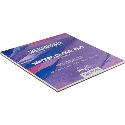 Блок бумаги для акварели "Sketchmarker", 26x26 см, 300 г/м2, 10 листов, мелкозернистая - 3