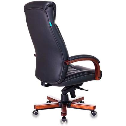Кресло для руководителя Бюрократ "T-9922WALNUT/Black", кожа, дерево, черный - 4