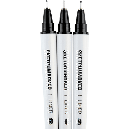 Набор ручек капиллярных "Sketchmarker", 3 шт (0.05, 0.2, 0.5 мм), лайнер, черный  - 3