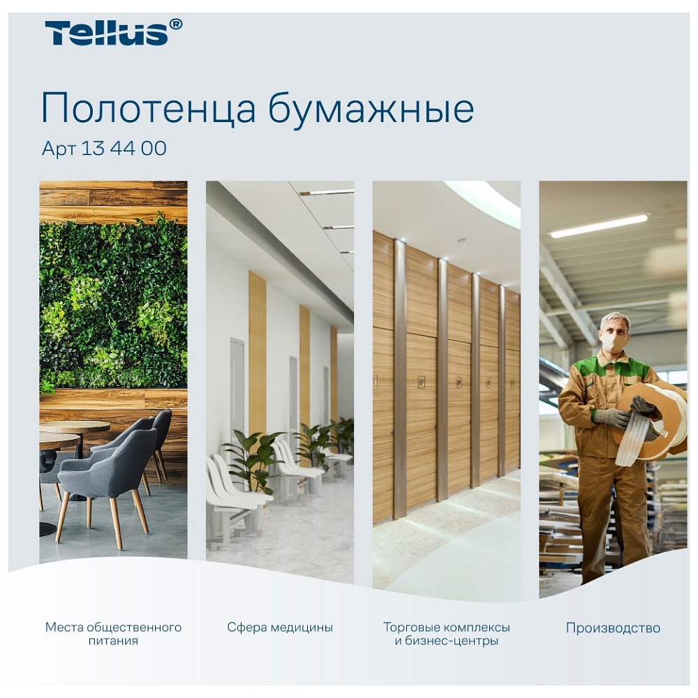Полотенца бумажные Tellus Синглфолд Баланс HT3, листовые, 1 слой, 250 листов - 10