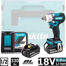 Аккумуляторный гайковерт MAKITA DTW300RTJ, 18 В, 330 Нм, 1/2", 5.0Ачx2, кейс