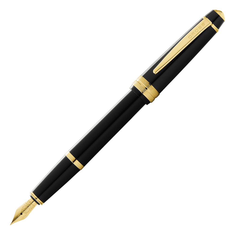 Ручка перьевая F "Bailey Light Polished Black Resin and Gold Tone", черный, золотой