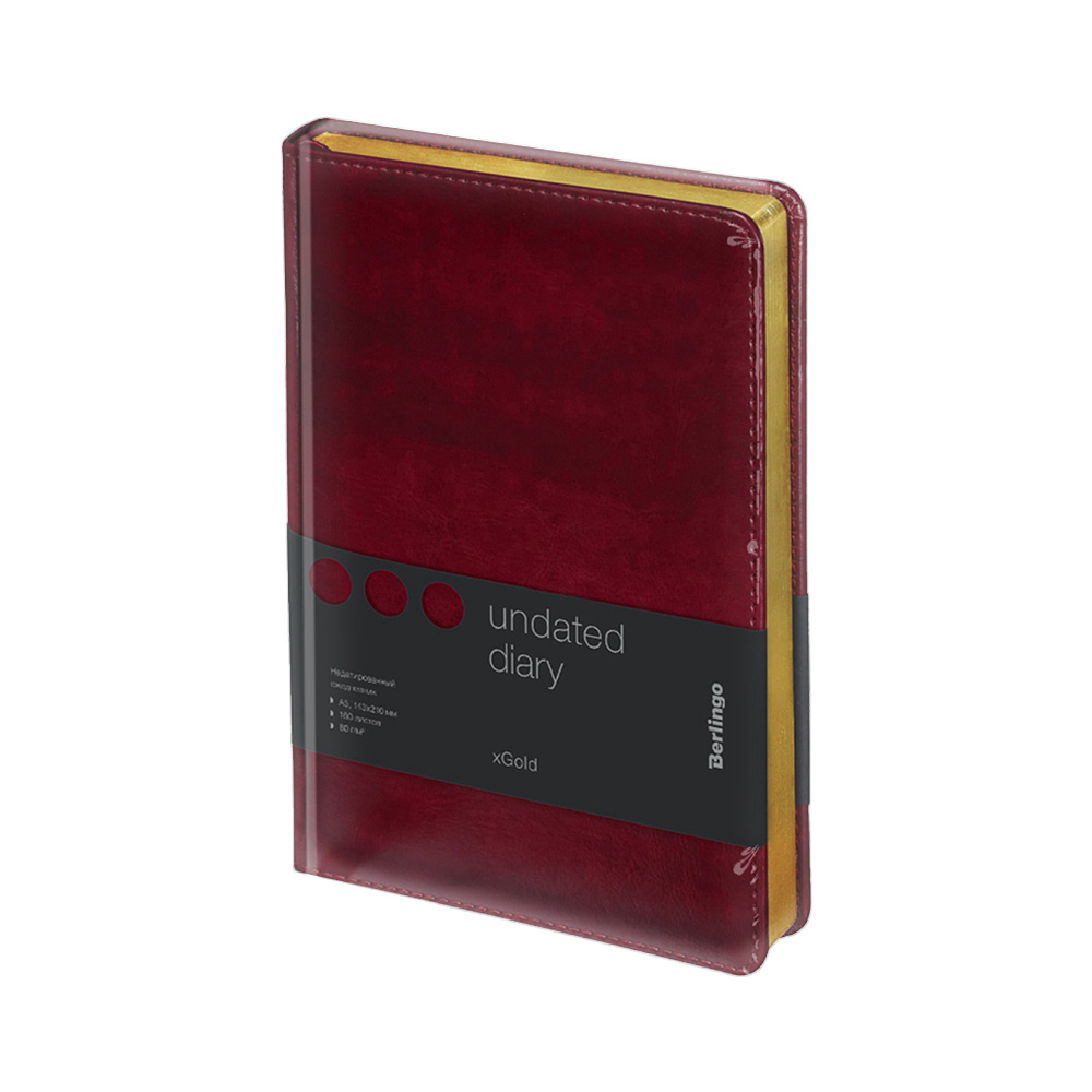 Ежедневник недатированный "xGold", А5, 320 страниц, бордовый - 9