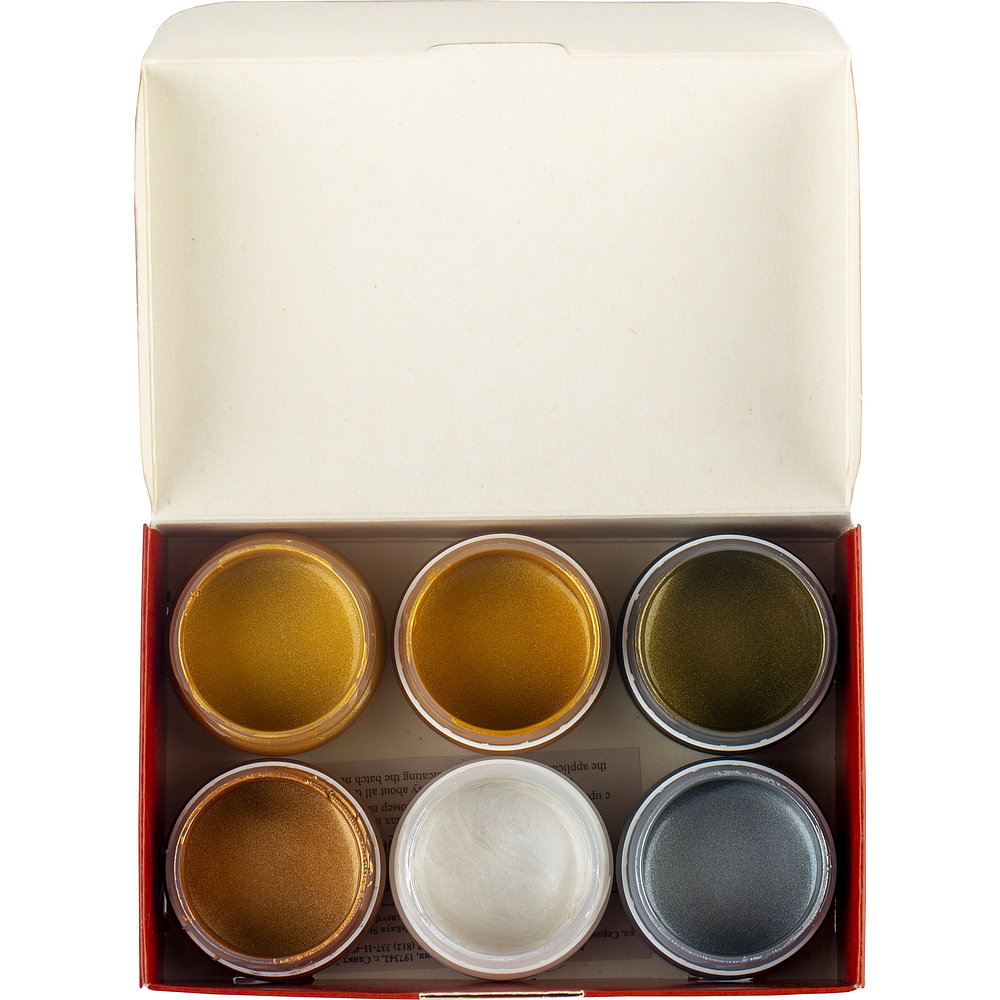 Краски гуашевые "Сонет металлик", набор 6 цветов, 20 мл, тубы - 9