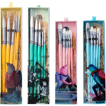 Набор кистей для рисования "Himi Little Bird", синтетика, 5 шт - 10