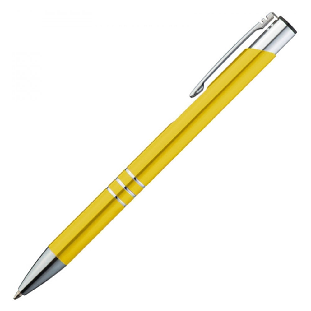 Ручка шариковая автоматическая "Ascot", 0.7 мм, желтый, серебристый, стерж. синий