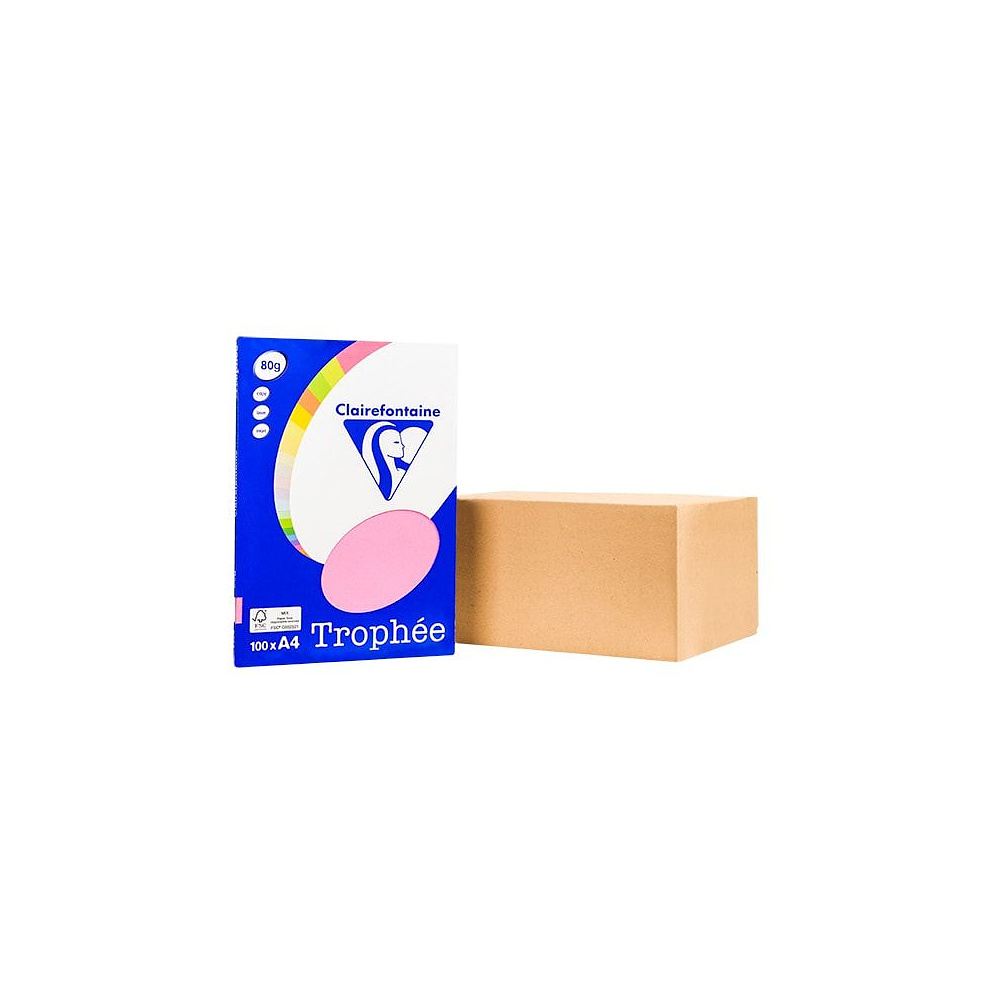 Бумага цветная "Trophée", А4, 100 листов, 80 г/м2, розовый неон - 2