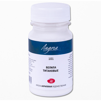 Краски акриловые Ладога, 101 белила титановые, 100 мл., банка