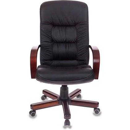 Кресло для руководителя Бюрократ "T-9908/WALNUT", металл, кожа, черный - 2
