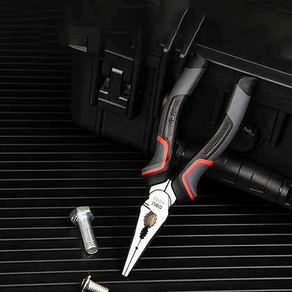 Длинногубцы Deli RS EDL0103, 160 мм, черный, красный - 4