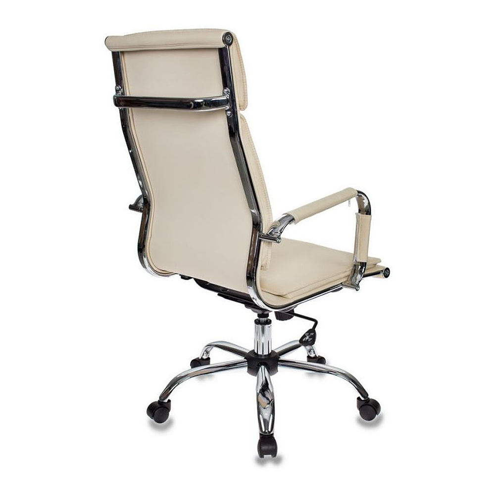 Кресло для руководителя "Бюрократ CH-993" высокая спинка, кожзам, хром, слоновая ность - 2