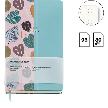 Блокнот Miquelrius "Autumn Leaves Pink-Blue", А5, 96 листов, в точку, розовый, голубой - 3