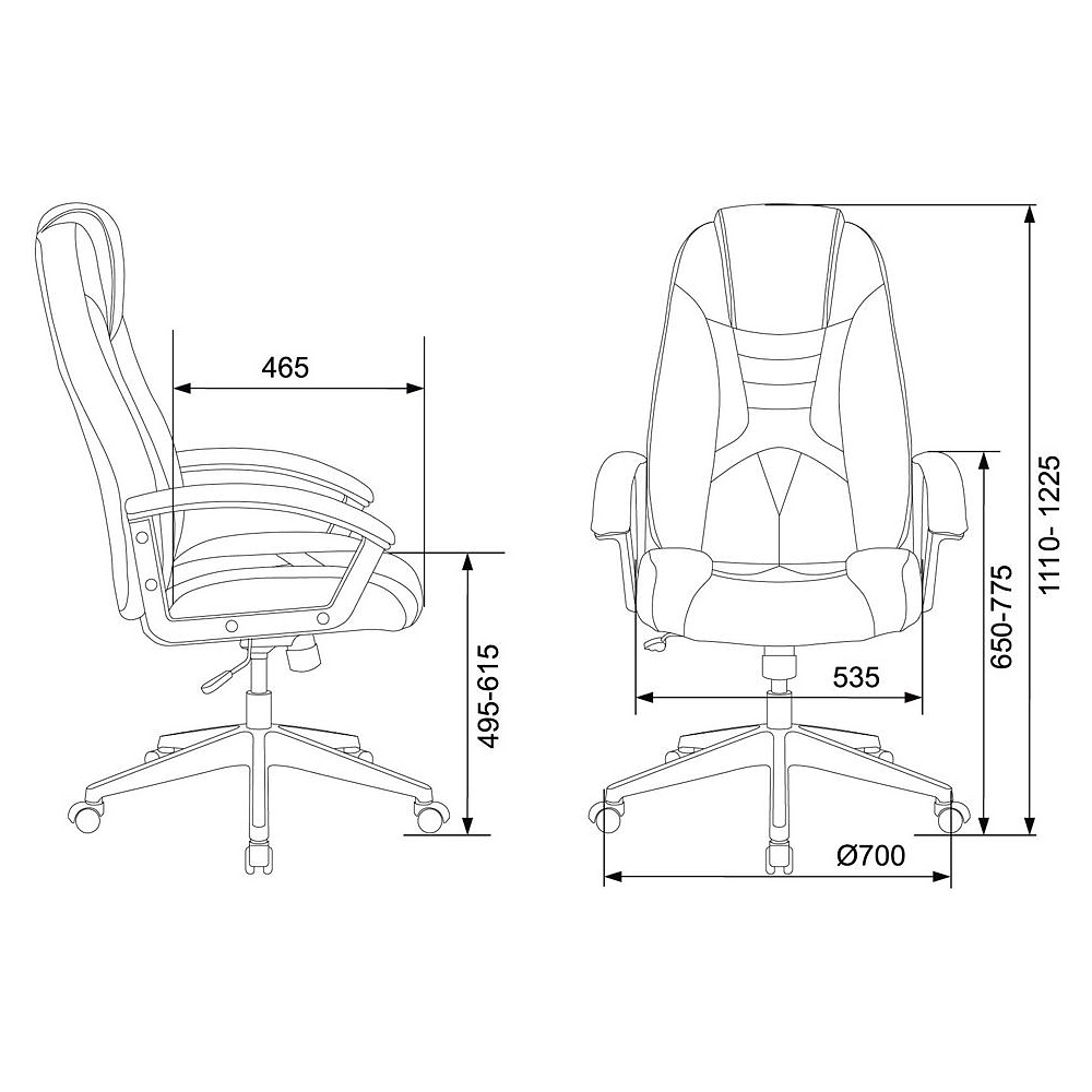 Кресло игровое Бюрократ "Zombie 8", экокожа, пластик, черный, оранжевый - 6