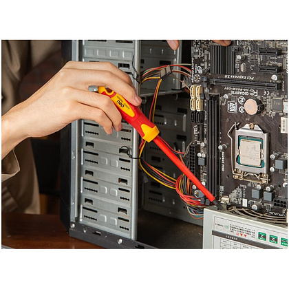 Отвертка диэлектрическая Deli YS EDL5151251, SL5,5х125 мм, желтый, красный - 5