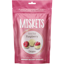 Конфеты "Miskets", 80 гр, малина  в белом шоколаде