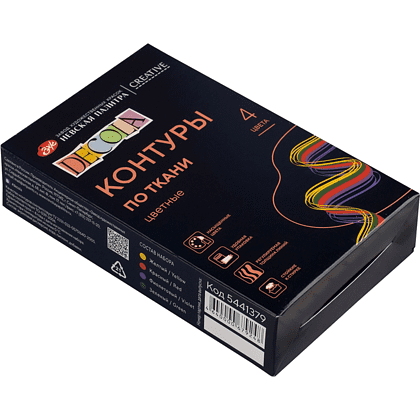 Контур акриловый по ткани "Декола цветные", набор 4 цветов, 18 мл, тубы - 2