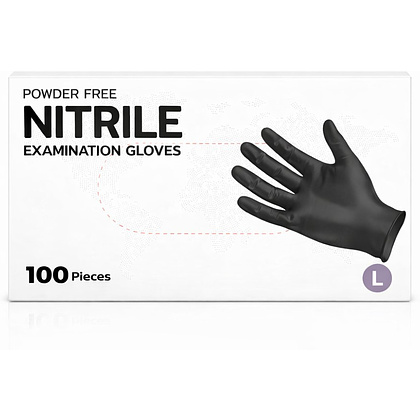 Перчатки нитриловые неопудренные одноразовые, р-р L, 100 шт./уп., черный