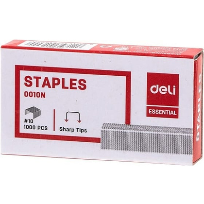 Скобы "Deli", 10, 1000 шт, металлик