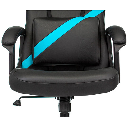 Кресло игровое "Zombie DRIVER", экокожа, пластик, черный, голубой - 5