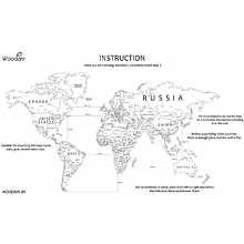 Декор на стену "Карта мира на английском языке" одноуровневый на стену, XXL 3195, натуральный, 100x181 см