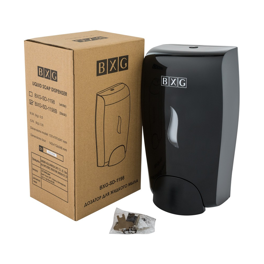 Диспенсер BXG SD-1198В, для мыла жидкого 1 л, пластик, черный - 6